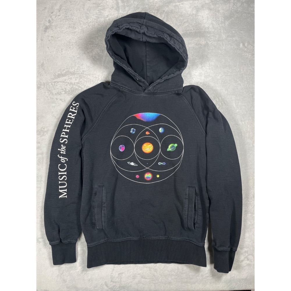 Coldplay Hoodie Men Small Black Music Of The Spheres World Tour Concert Pullover